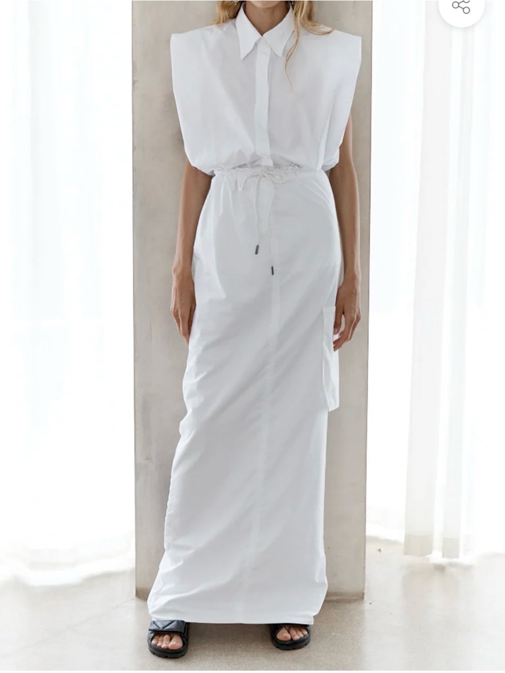 Women's White Drawstring Maxi Skirt - Minimal Luxe